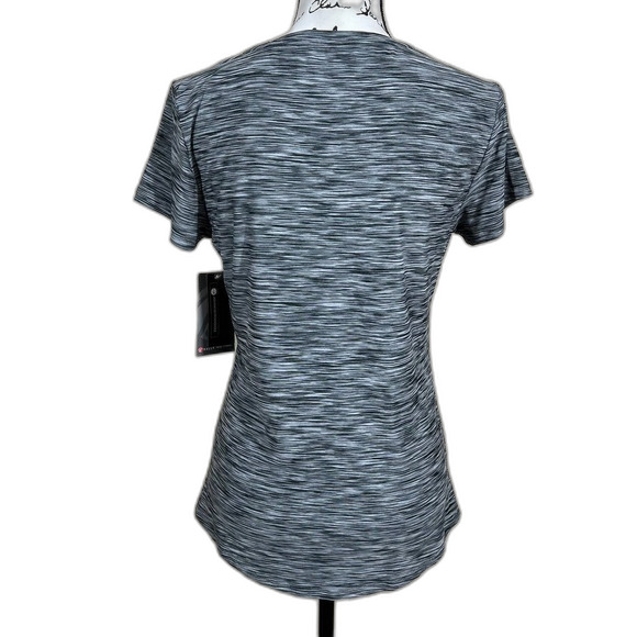 Bally Total Fitness gray top women active top gray short sleeve  size M gym yoga - Picture 3 of 12